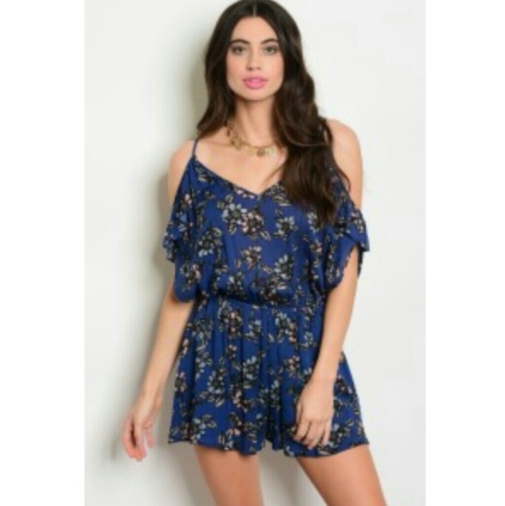 Navy Super Flirty Floral Romper